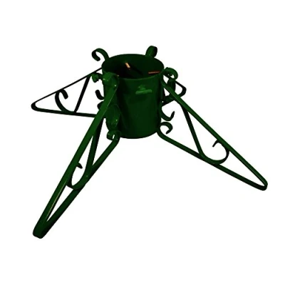 Image of Garden Pride Christmas Tree Stand 4&quot; or 5&quot; Base Metal Solid Steel Plastic Coated (3&quot; Diameter, Green)