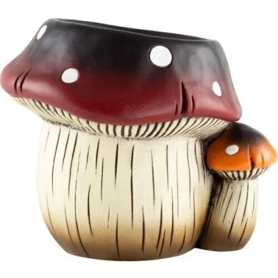 Image of Fyne Finds 18cm, 7inch Cement Brown Toadstool Mushroom Shape Plant Pot Planter Indoor Outdoor Decor