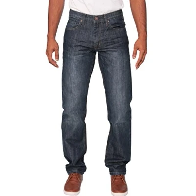 Image of New Mens Enzo Regular Fit Straight Denim Blue Jeans Pants All Waist Sizes Light Stone Wash 40 W X34L