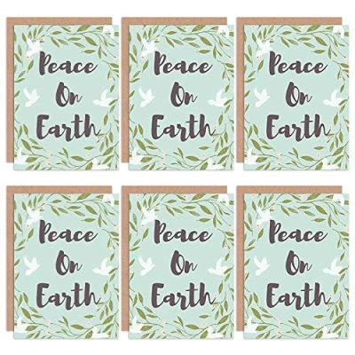 Image of Wee Blue Coo Christmas Cards 6 Pack Peace Earth Doves Set Blank Xmas