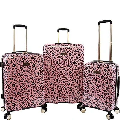 Image of Juicy Couture Jane 3 Piece Hardside Spinner Luggage Set, Pink Leopard, One Size, Set