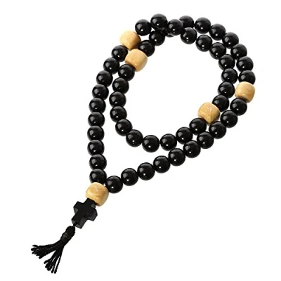 Image of NKlaus Rosary Gagat 50 Ball Handmade Prayer Necklace black Amber 36123