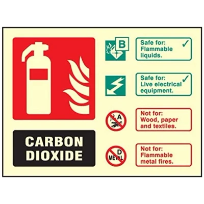 Image of Photoluminescent Co2 Fire Extinguisher ID Sign 100mm x 150mm FireShield