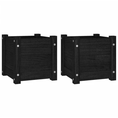 Image of vidaXL Garden Planters 2 pcs Black 31x31x31 cm Solid Pinewood