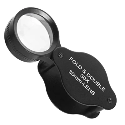 Image of DEWU Handheld Jewelers Loop Lens, 30mm Portable Jewelry Loupe, 30X Pocket Magnifying Glass Lens for Coin Numismatic, Stamp Philatelist, Jeweler Diamond Collection