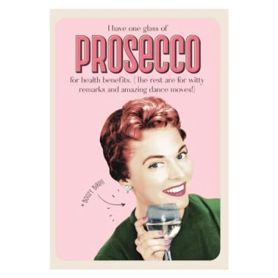 Image of Wet Your Whistle Birthday Card for Her, I Have One Glass of Prosecco Health Benefits.!... Female Card, Funny