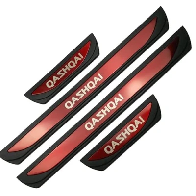 Image of EAGLEG Car Door Sill Protector for Nis san QASHQAI J10 J11 2016 2022 4PCS Scuff Plate Stainless Steel Stickers Accessories,Red