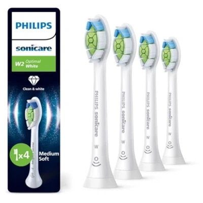 Image of Philips Sonicare W2 Optimal White, Genuine Replacement Toothbrush Heads, 4 Pack, HX6064/87