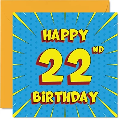 Image of Fun 22nd Birthday Cards for Men Woman Comic Book Happy Card Sister Granddaughter Grandson Son Daughter Brother Uncle Nephew Niece, 145mm x Greeting Cards,