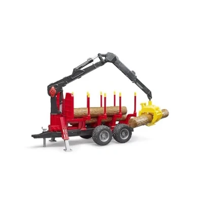Image of Forestry Trailer with Loading Crane, Grab and 4 Trunks