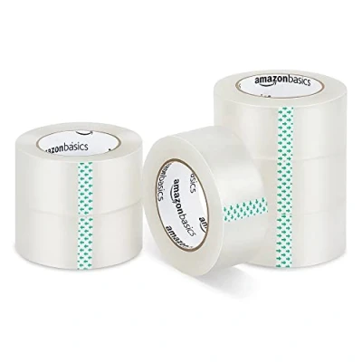 Image of Amazon Basics Moving and Storage Packaging Tape, 4.7 cm width x 99.6 meters length, Clear, 6 Pack