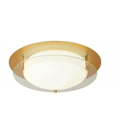 Image of Integrated LED 1 Light Semi Flush Gold, White IP44