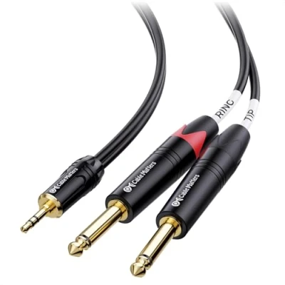 Image of Cable Matters Mini Jack to Dual 3 m, 3.5mm 6.35mm Audio Cable, TRS TS Breakout 1/4 inch Jack, Stereo 2 Mono Jacks
