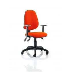 Image of Eclipse Plus III Lever Task Operator Chair Bespoke with Height Adjustable Arms In Tabasco Orange