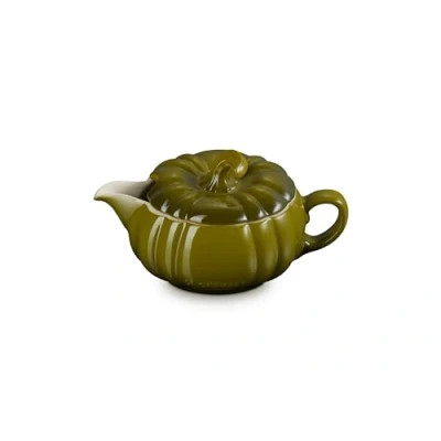 Image of Le Creuset Stoneware Pumpkin Gravy Boat with Lid, 14 oz., Olive
