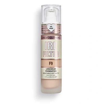 Image of Revolution Beauty London IRL Filter, Longwear Foundation, Medium to Full Coverage, Matte Finish, 16 Hour Wear, F9, Skin tones, 23ml