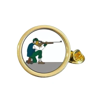 Image of Rifle Shooting (A) Gold Plated Domed Lapel Pin Badge in Gift Bag