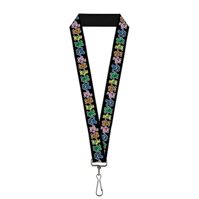 Image of Buckle Down Unisex Adult&#039;s Lanyard 1.0&quot; Dancing Bears Black/Multi Color Key Chain, One Size
