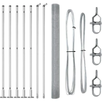 Image of vidaXL Welded Wire Fence with 7 Flanged Posts 1.6x10 m Galvanised Steel
