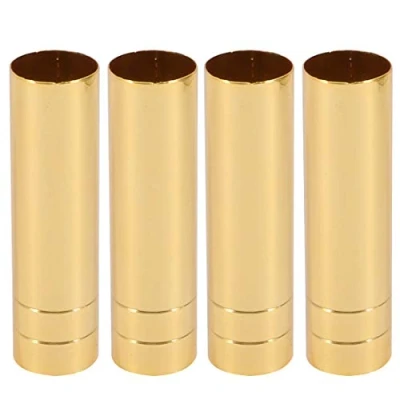 Image of Pack of 4 25 mm x 80 Gold Tone Metal Candle Cover Sleeves Chandelier Socket Covers