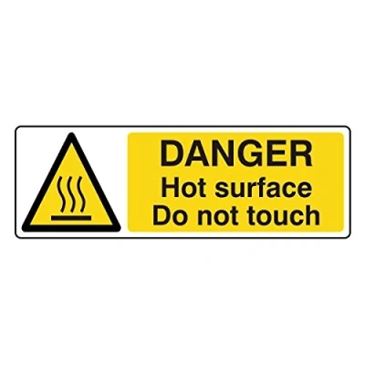 Image of 300mmx100mm Danger Hot Surface Do Not Touch Catering Sign Sticker Self Adhesive