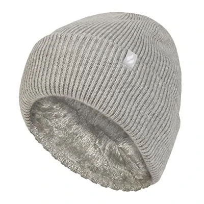 Image of HEAT HOLDERS Womens Beanie Hat with Heatweaver Fleece Lining Ladies Fashionable Turnover Cuff (One Size, Light Grey)