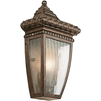 Image of Venetian Rain 1 Light Outdoor Wall Half Lantern Brushed Bronze IP44, E14