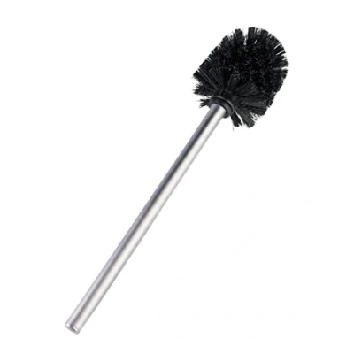 Image of WENKO 19947100 Spare brush with Matt Stainless steel handle Black for WC sets, Metal steel, 8 x 35 cm,