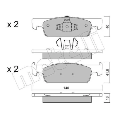 Image of 4534200700, 4534210000, 4534210010, 4534210100, 4534211400 Brake pad set METELLI 22 0975 0 excl. wear warning contact RENAULT: Clio 4, Twingo 3