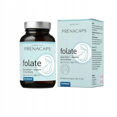Image of Folic Acid folate Quatrefolic Active Form of 60 Capsules Servings 20,7 g Prenacaps ForMeds