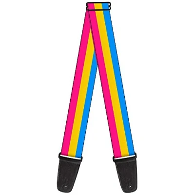 Image of Buckle Down Guitar Strap Flag Pansexual Pink Yellow Blue 2 Inches Wide (GS W30687)
