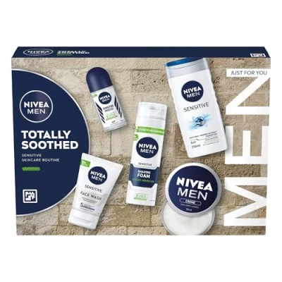 Image of NIVEA MEN Totally Soothed Gift Set (5 Products), Men&#039;s Skincare with Shaving Foam, Shower Gel, Anti Perspirant, Face Wash, and Moisturising Creme