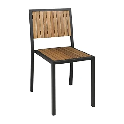 Image of Bolero Steel &amp; Acacia Side Chairs (Pack of 4)