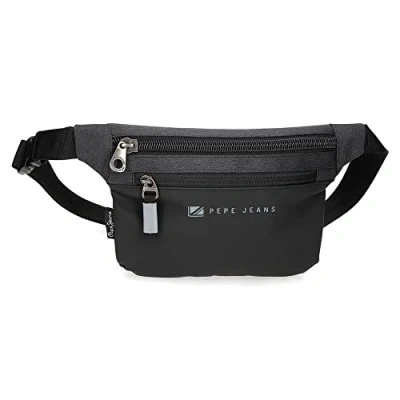 Image of Pepe Jeans Jarvis Flat Waist Bag Black 25 x 15 2.5 cm Polyester with Faux Leather Details