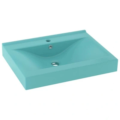 Image of vidaXL Luxury Basin with Faucet Hole Matt Light Green 60x46 cm Ceramic