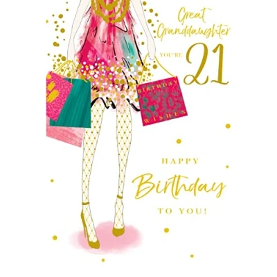 Image of Great Granddaughter 21 21st Today Happy Birthday Card Lovely Verse