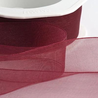 Image of Italian Options Organza Chiffon Ribbon, 7mm x 50 Metre Roll, Bordeaux