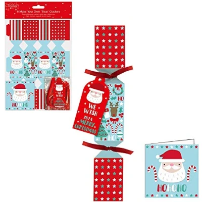 Image of RSW INTERNATIONAL 6 Pack Make your Own Treat Christmas Cracker Kit &amp; Cards Santa Design
