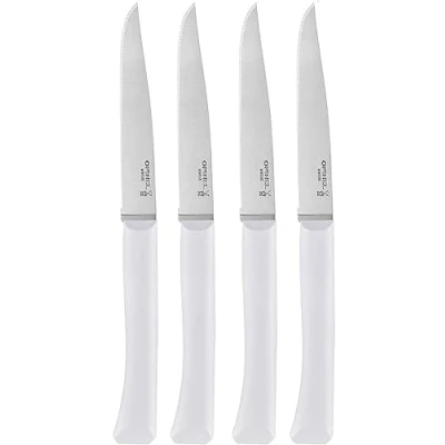 Image of Opinel, Bon Appetit Medium Table Knife, Set of 4, Light Grey, Blue