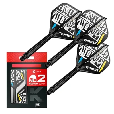 Image of TARGET Darts Chris Dobey K Flex Flights and Shaft System, No.2 Pack of 3 Kflex All In One Flights, Player Edition Accessories Dart Stem Medium (33mm)