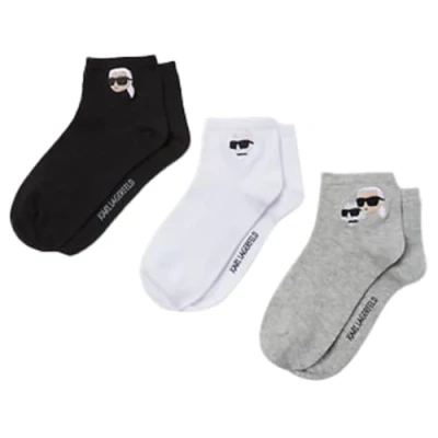 Image of KARL Lagerfeld IKON Short Socks 3 PACK Socks, Women&#039;s, Size: 2 5, Black/white/grey