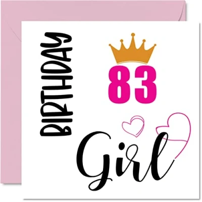 Image of 83rd Birthday Card for Women Girl Happy Cards 83 Year Old Woman Great Grandma Nanny Step Mum Auntie, 145mm x Eighty Three Third Bday Greeting Gift