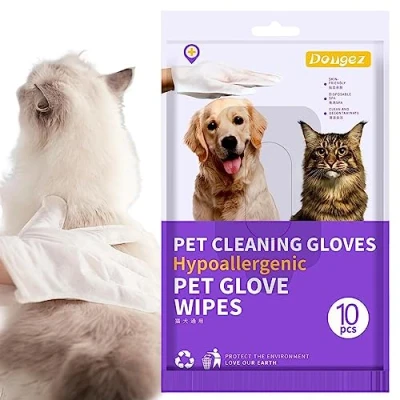 Image of TROONZ Cat Cleaning Wipe Gloves, Wipes Pet Spa Dog Bathing Gloves No Rinse Wash For Cats