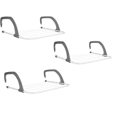 Image of Rainberg 5 Bar Radiator Clothes Airer Rack, Foldable with Adjustable Arms, Laundry Dryers Clothes, Hanging Drying Rack (Pack of 3)