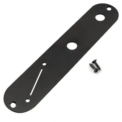 Image of Musiclily Pro 32mm Steel Control Plate with Narrow Pots Hole Spacing and Angled Switch Slot for Tele Style Electric Guitar, Black