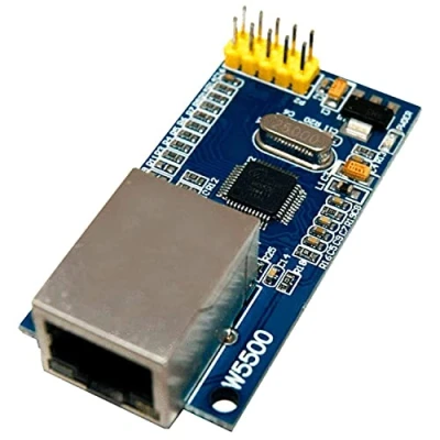Image of AZDelivery W5500 Ethernet Shield Breakout Board Serial Interface 3.3V 5V Chip TCP/IP 51/STM32 Microcontroller via W5100 A32 compatible with Arduino including E Book!