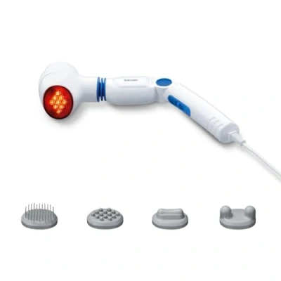Image of Beurer MG40 Infrared Massager, Handheld Massager With 3 Way Adjustable Handle, 4 Attachments For Soothing Vibration Massage Ideal Your Legs and Back, Heat Function
