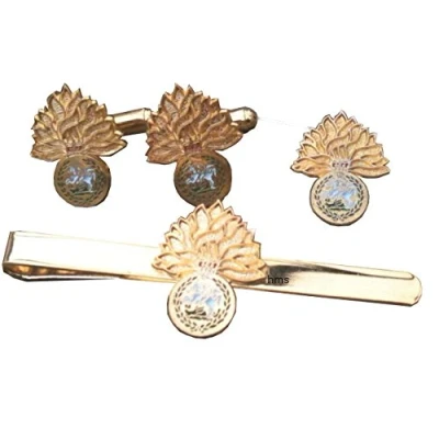 Image of Royal Regiment of Fusiliers Cufflinks Military Lapel Badge &amp; Tie Clip Gift Set