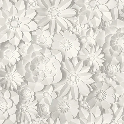 Image of 3D Effect Floral Wallpaper Flowers White Grey Washable Fine Decor Dimensions from YöL