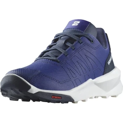 Image of Salomon Patrol PLAY Junior Unisex Hiking shoes for kids, Size: 3.5, Blue print/white/carbon Textile/synthetics
